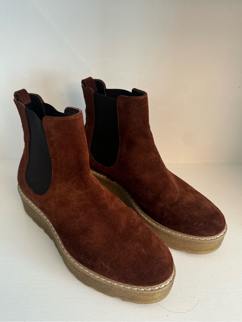 Podere Made in Italy Brown Suede Platform Chelsea Boot EU Size 41 Women’s